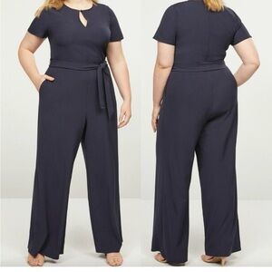 Navy jumpsuit.